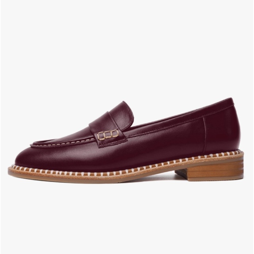 FOGEENA Penny Matte Leather Slip On Round Toe Chunky Loafers 9 Academia Preppy - Picture 16 of 16